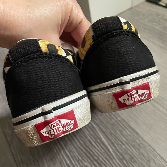 Vans Customs Old Skool Checkerboard Sunflower Skate Shoes Kids Girls Youth - Picture 5 of 6